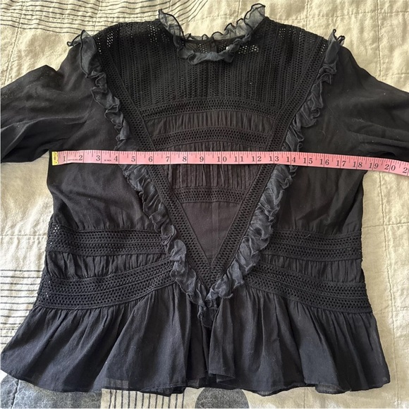 Dôen Black 100% Cotton Back Buttoned Blouse Top Size MEDIUM - Picture 3 of 8